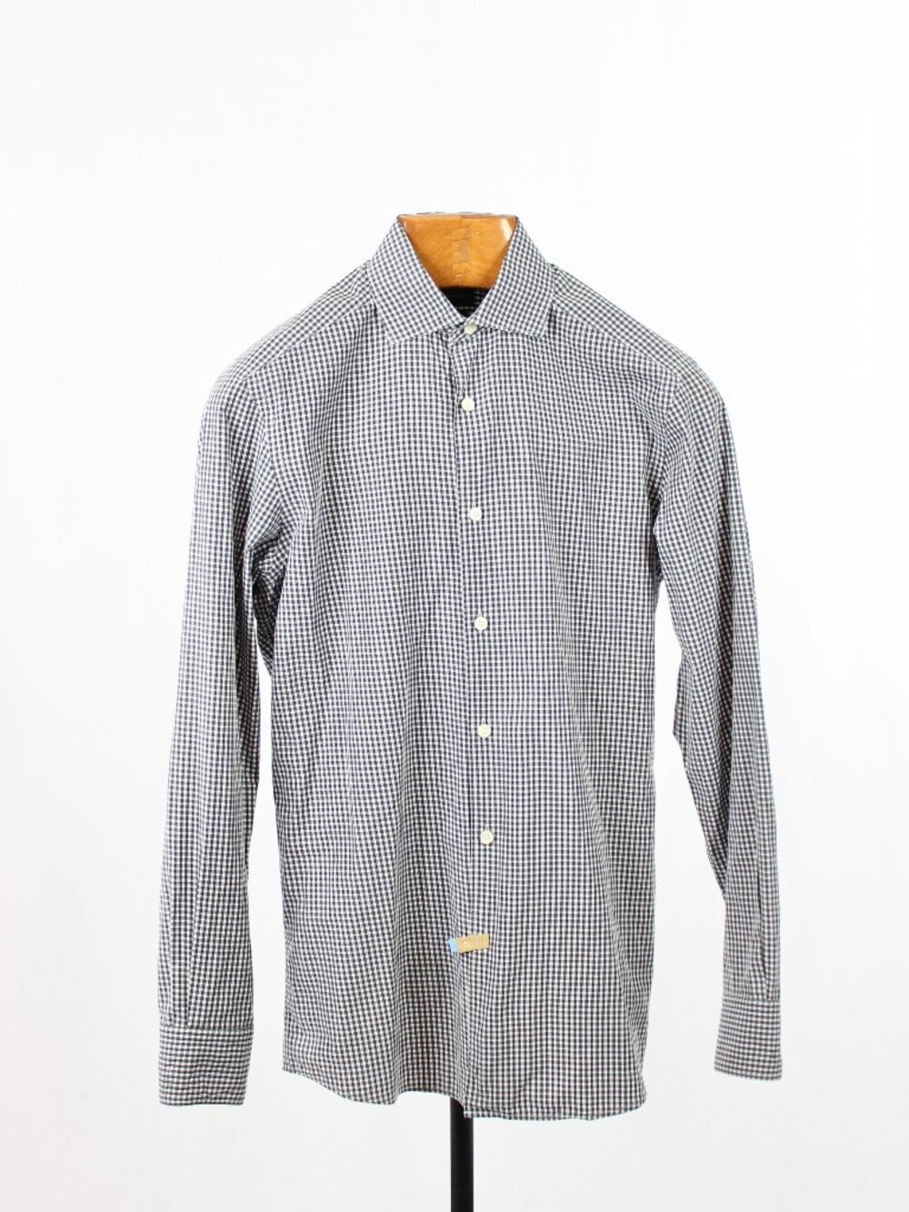 ZEGNA Centoquaranta Dark Gray Gingham Cotton Classic Fit Sport Shirt, Size S